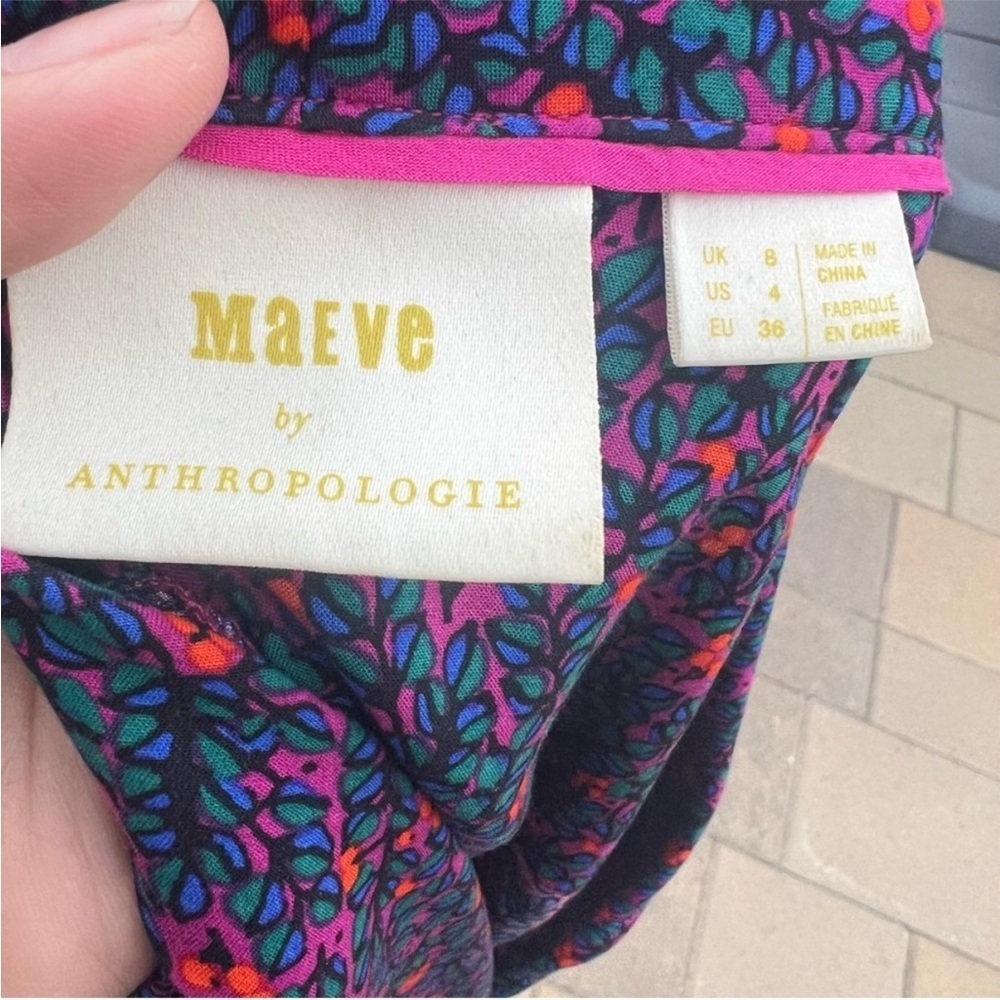 NWOT Maeve by Anthropologie "Rory" Floral V-Neck Tie Front Blouse Size 4 - Picture 9 of 10